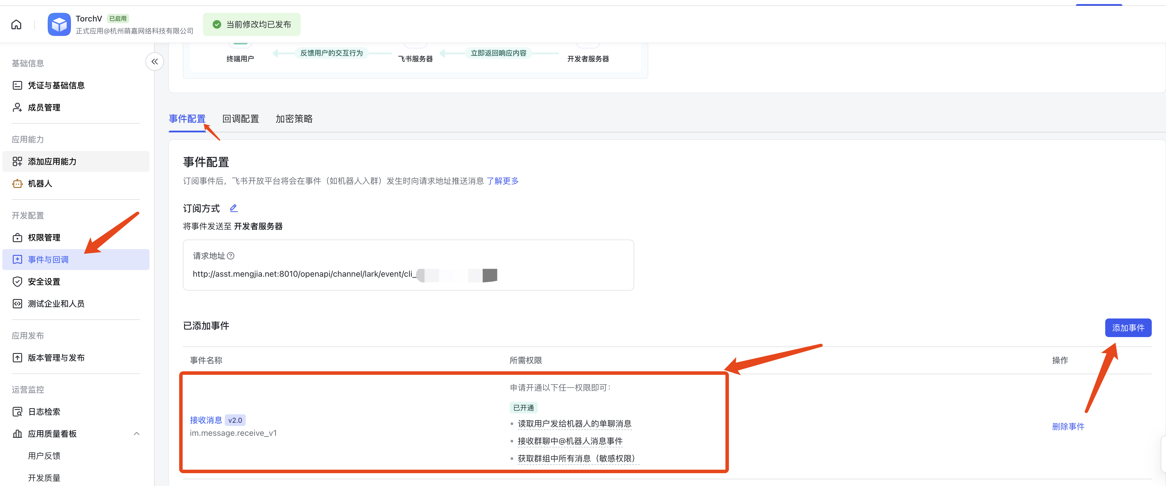 添加接收消息的事件